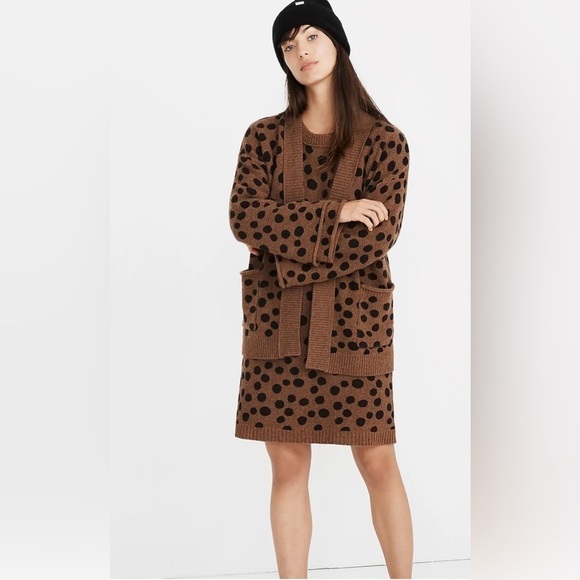 Madewell Merino Wool leopard dot Cardigan Small - Picture 1 of 7